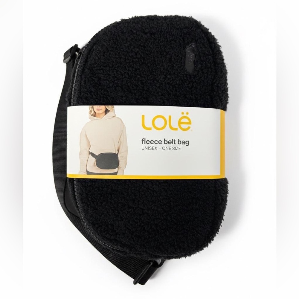 NWT LOLE Fleece Belt Bag Fanny Pack Black Sherpa UNISEX